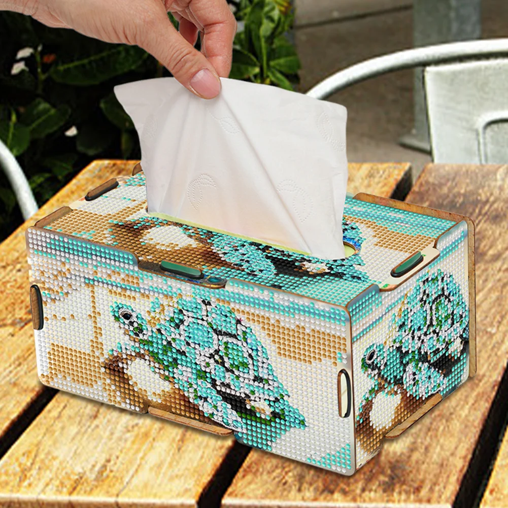 Diamond Painting Tissue Box Kits Decorative Rhinestone Craft Kit (Turtle)