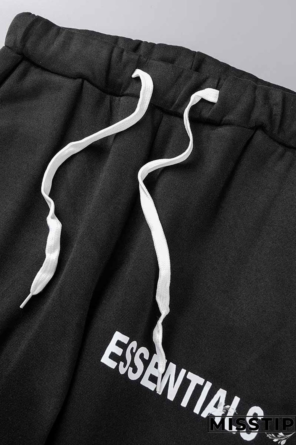 Khaki Elegant Print Letter Hooded Collar Long Sleeve Two Pieces