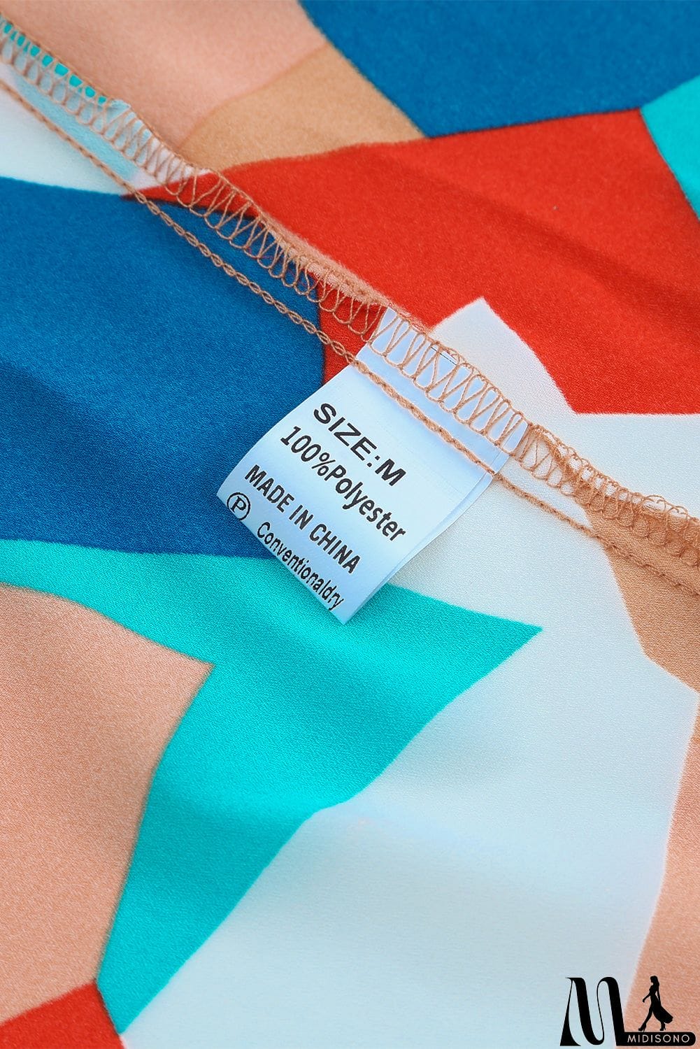 MidiSono - Abstract Pattern Crewneck Ruffled Puff Sleeve Blouse