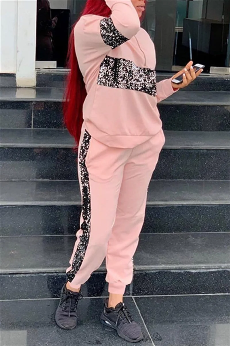 Fashion Cute Sequin Zipper Two-Piece