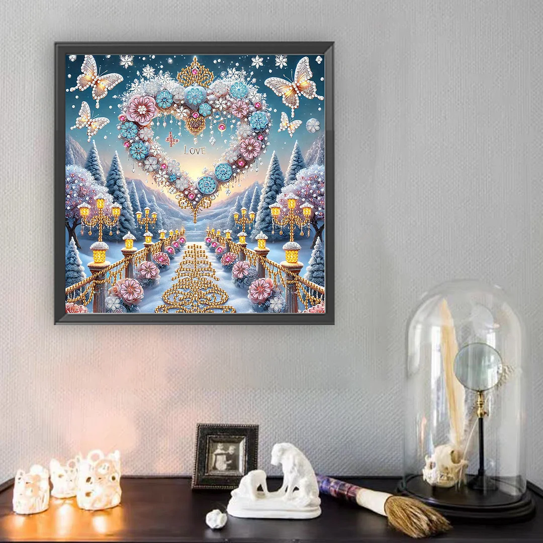 Flowers Heart  - Diamond Painting - Partial Special Shaped Drill(Canvas|30*30cm)