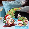 Santa Claus Photo Xmas Tree 5D DIY Diamond Art Tabletop Wood Decoration Ornament Kit