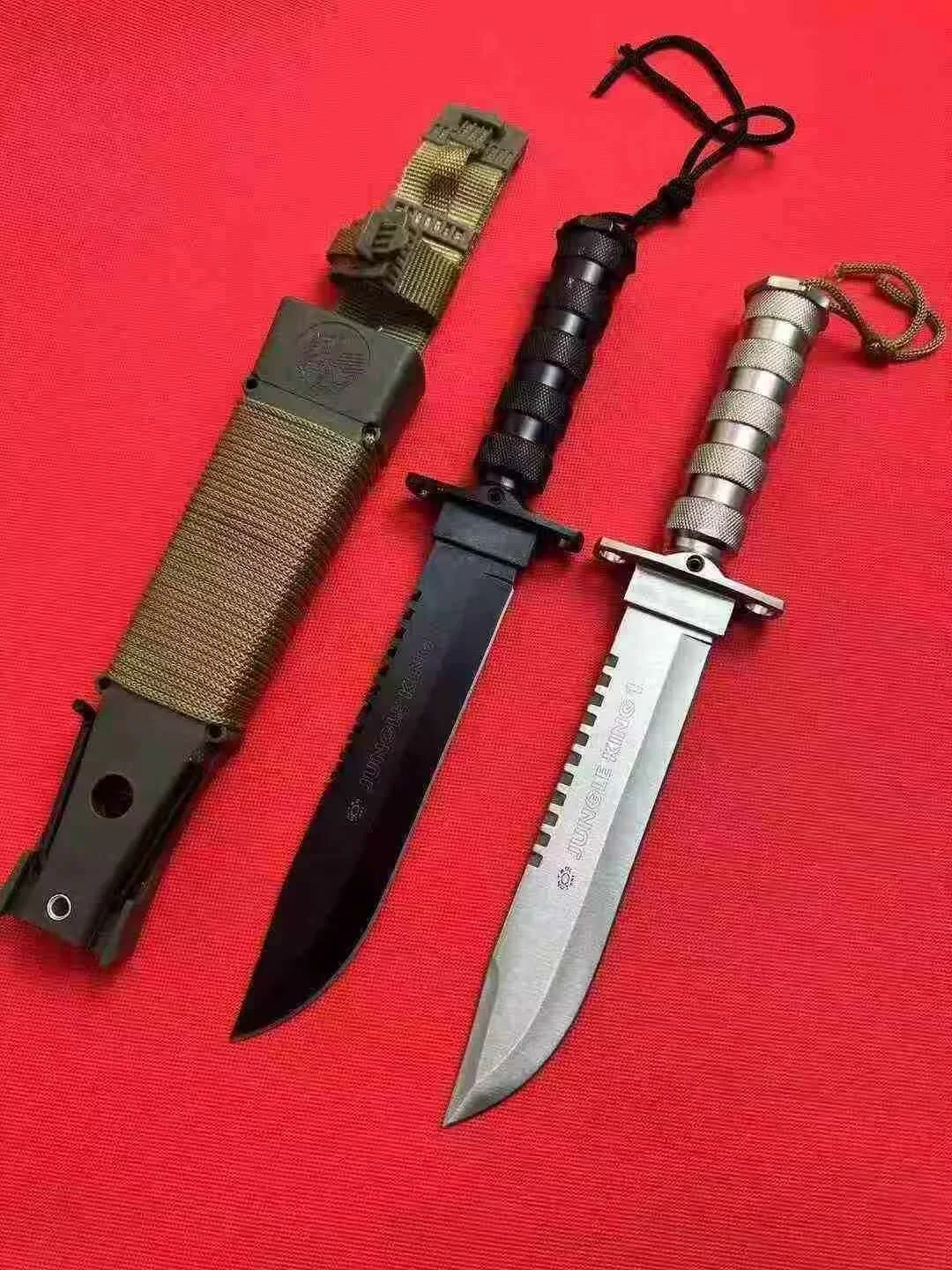 High-hardness Jungle King No. 1 integrated knife, a multi-functional tool for camping and outdoor activities.