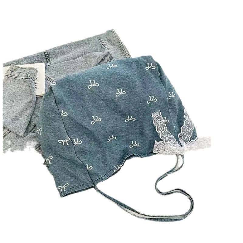 Women’s Large Denim Bow Knot Elegant Streetwear Square Open Tote Bag
