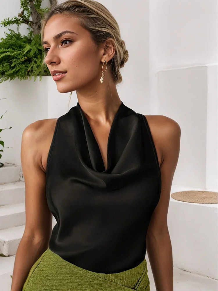 Solid Color Swing Collar Sleeveless Vest