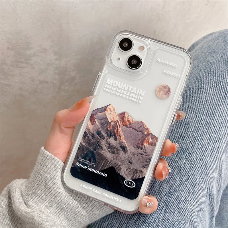 Transparent case with snowy mountain landscape for iPhone