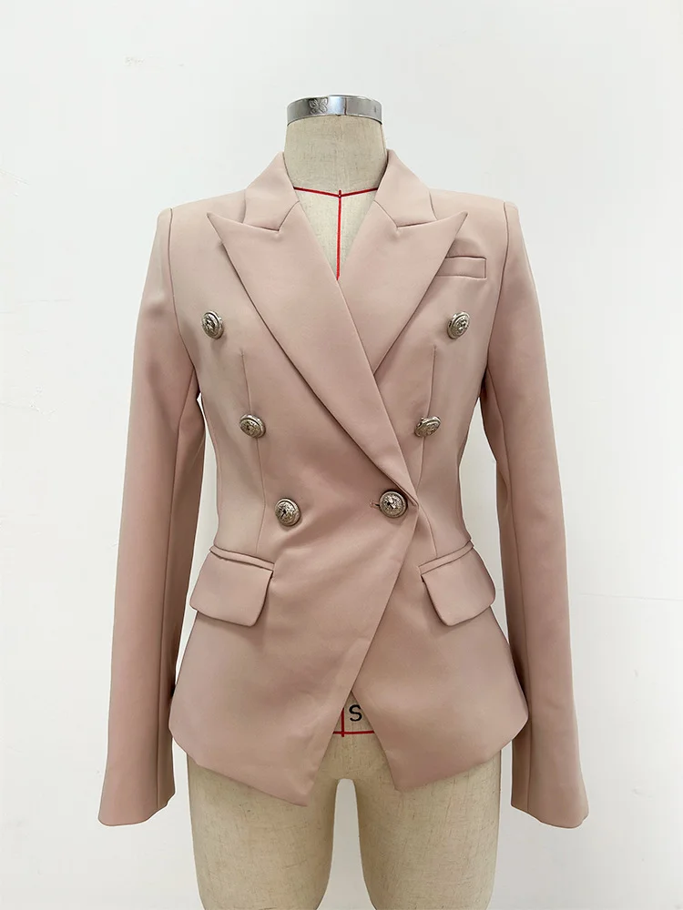 Nigikala Nigikala High-Grade Sharp Star Suit Jacket Female Metal Lion Head Buckle Double Buckle Small Suit