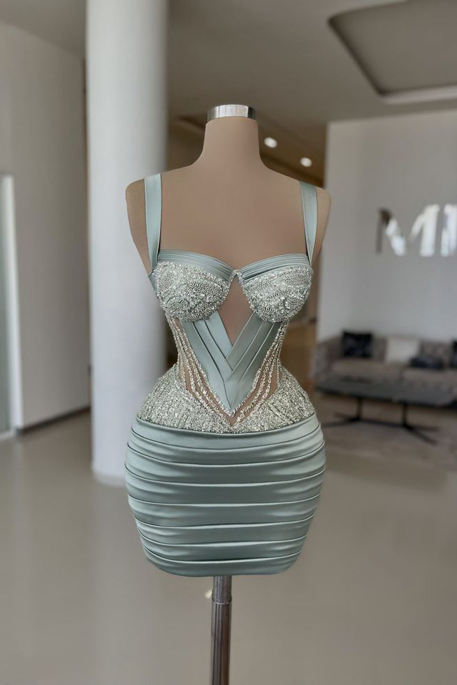 Daisda Luxurious Sleeveless Sweetheart Pleated Homecoming Dress With Beads