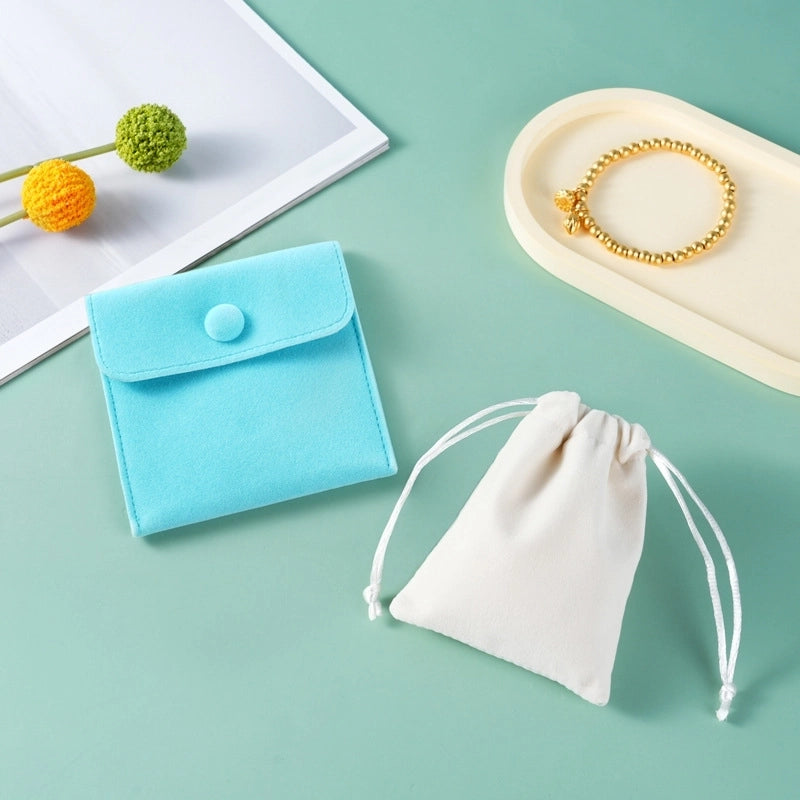 Minimalist Classic Style Solid Color Flannel Jewelry Packaging Bags