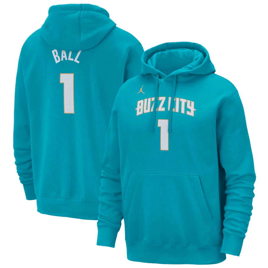 LaMelo Ball Charlotte Hornets  2023/24 City Edition Name & Number Pullover Hoodie - Teal mysite