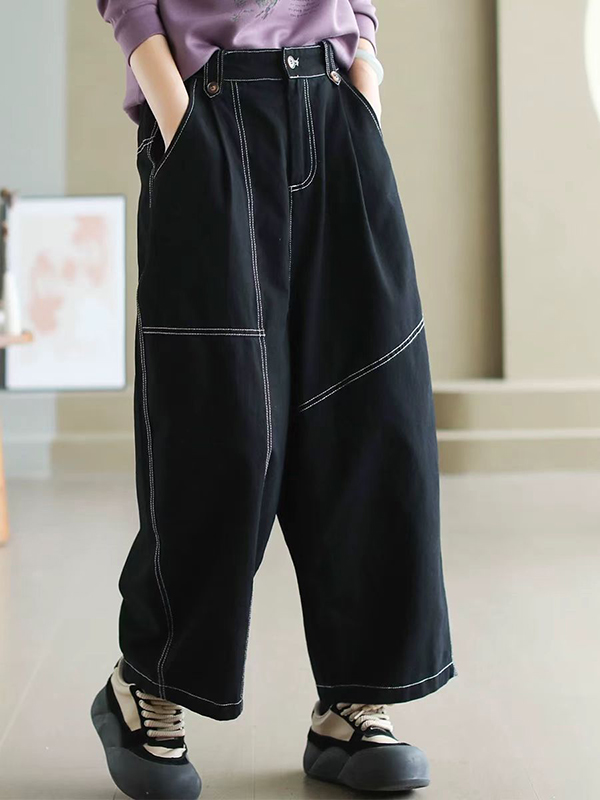 Vintage Cotton Twill Woolen Casual Pants
