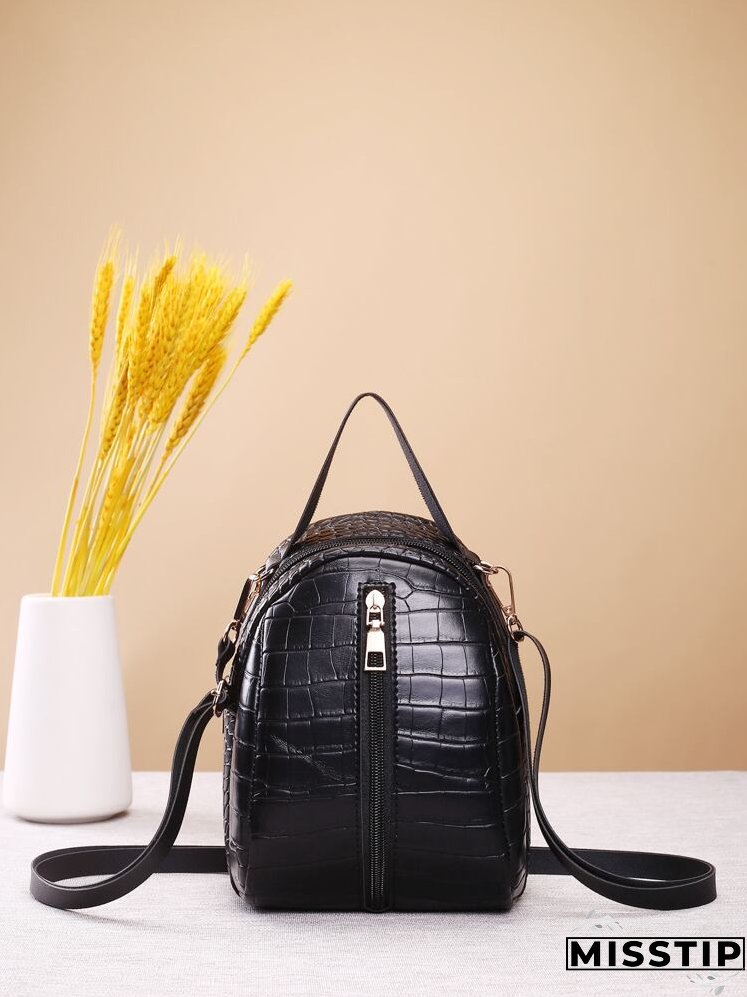Zip Front Croc Embossed Backpack