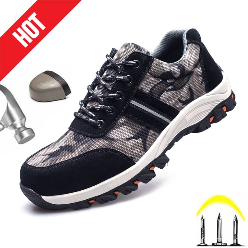 New Men Safety Working Shoes Breathable Work Boots Protective Steel Toe Cap Shoes Indestructible Camouflage Shoes Freeshipping