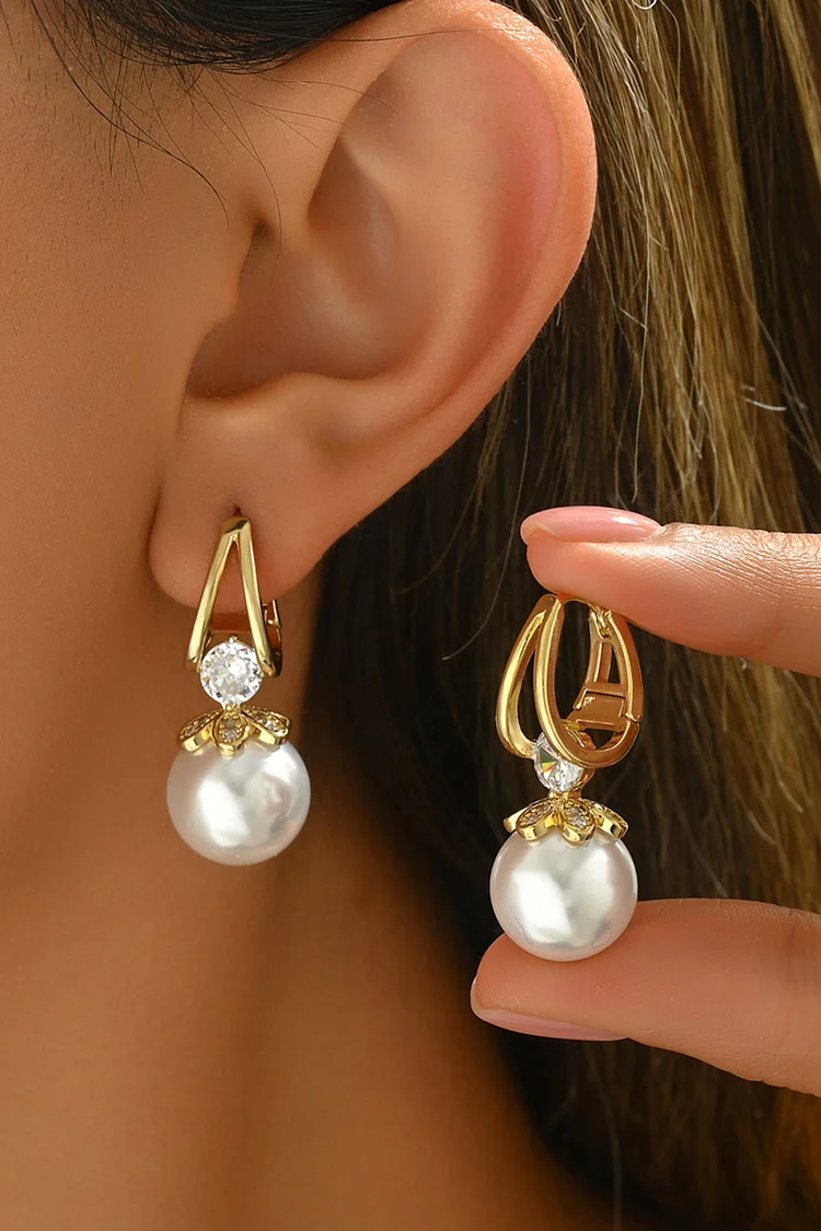 Party Fashion Pearl Rhinestone Inlaid Dangle Earrings 2024 - Xpluswear