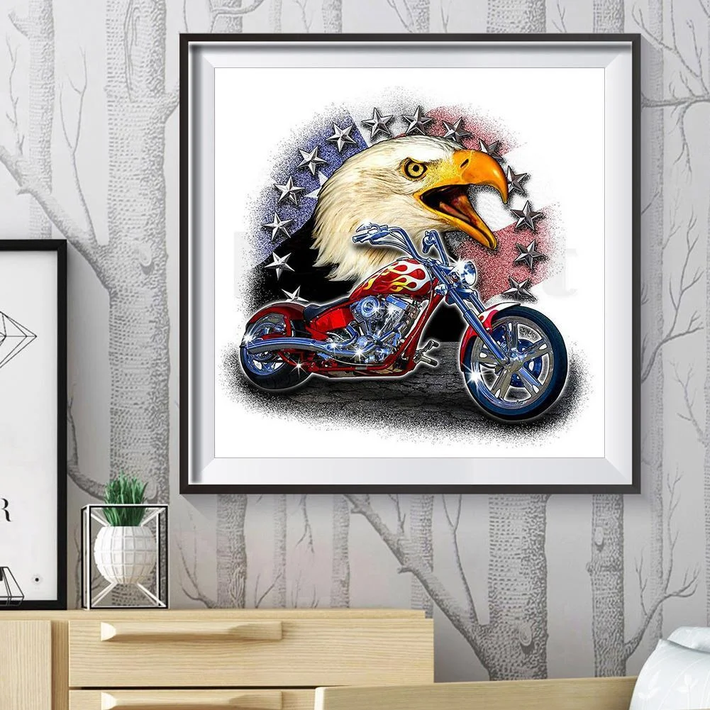 Diamond Painting - Full Round Drill - Motorcycle Eagle(30*30cm)