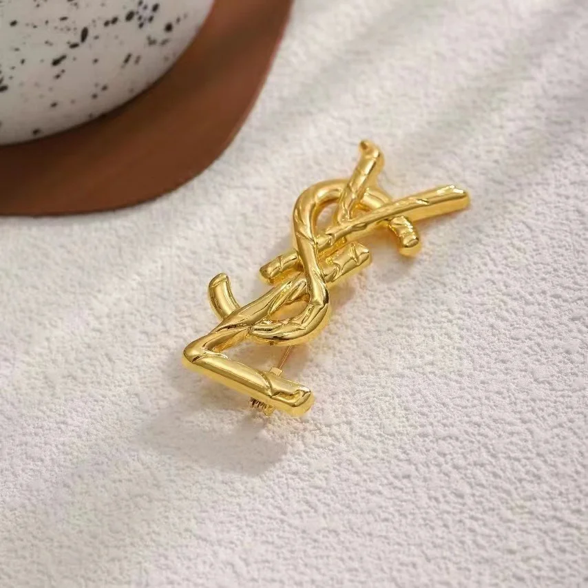 Fashion Monogram Gold Plated Brooch