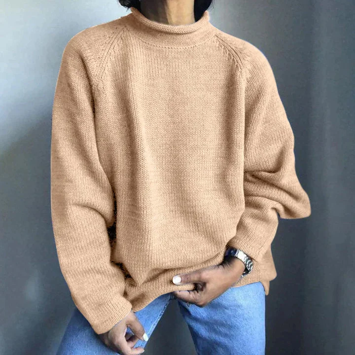 Solid Color Pullover Loose Mid Turtleneck Sweater