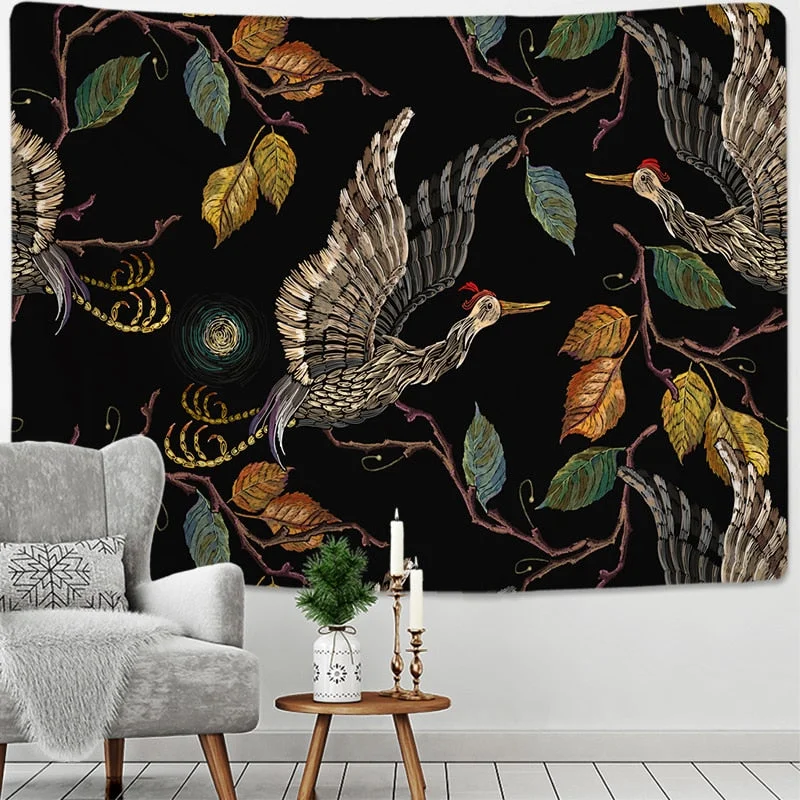 Canvas Hanging Cloth Painting Abstract Wall Tapestry Art Cage Flower Skull Nordic Wall Cloth For Art Decoration Room Decor