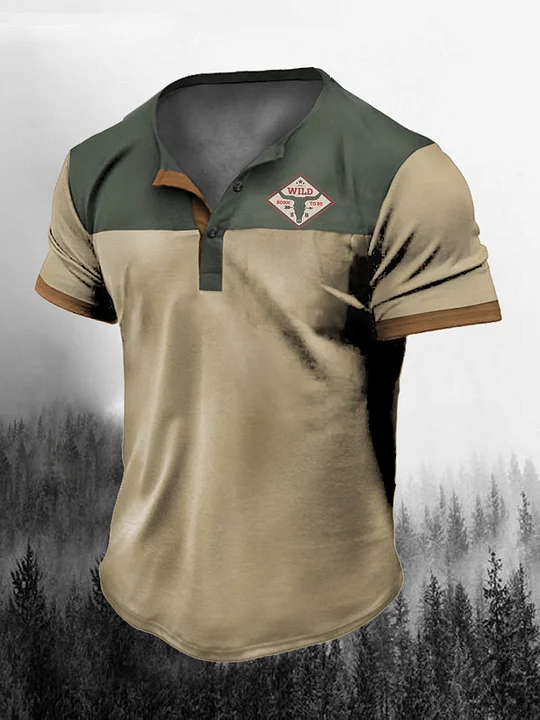 【SATIIIZ】Payro Henry Neck T-Shirt Payro Henry Neck T-Shirt - satiiiz