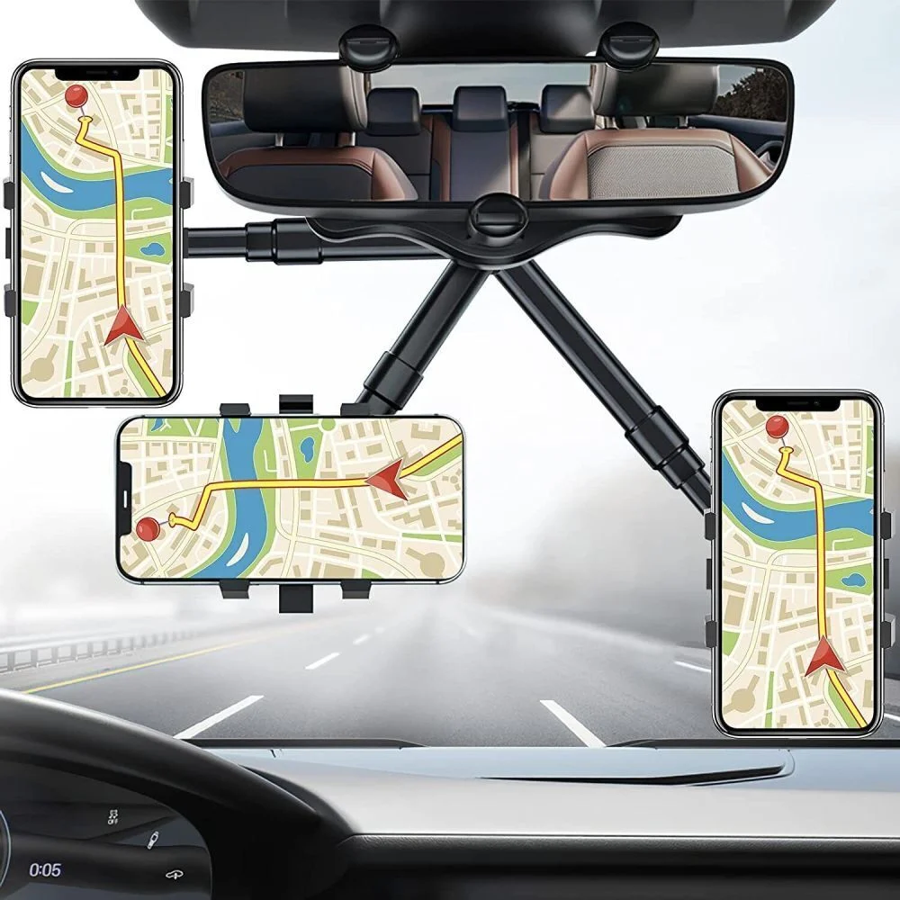 Universal Car Rearview Mirror Hands Free Phone Holder - vzzhome