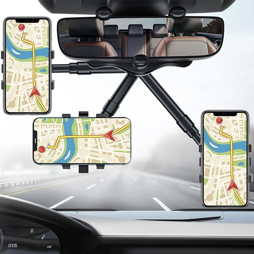 Universal Car Rearview Mirror Hands Free Phone Holder - vzzhome