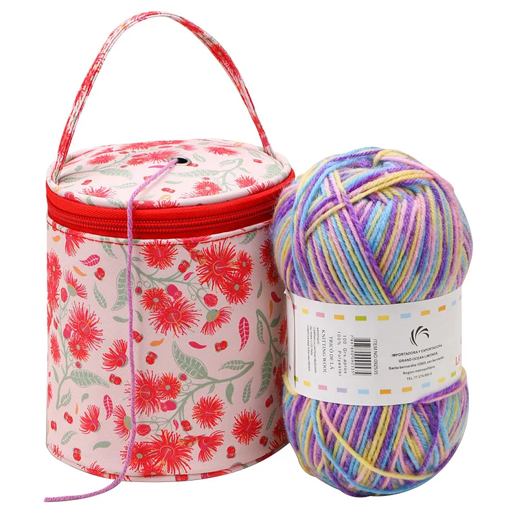 Floral Pattern Wool Storage Bag Waterproof Yarn Holder Sewing Storage Bag Zipper