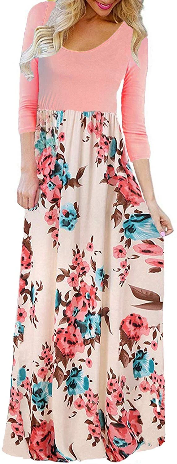 Women's Summer Boho Sleeveless Floral Print Tank Long Maxi Dress