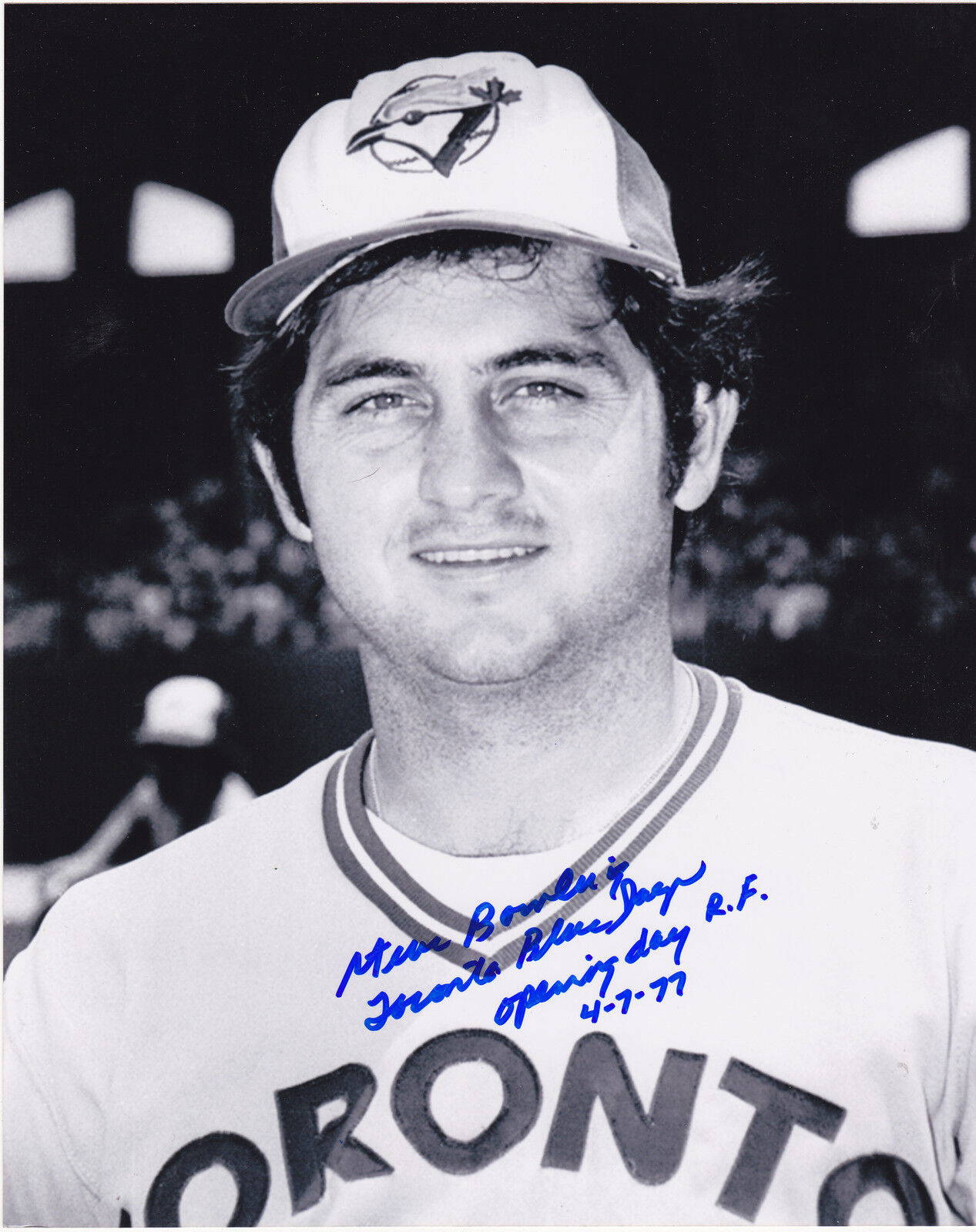 STEVE BOWLING TORONTO BLUE JAYS OPENING DAY STARTING RF 4-7-77 SIGNED 8x10