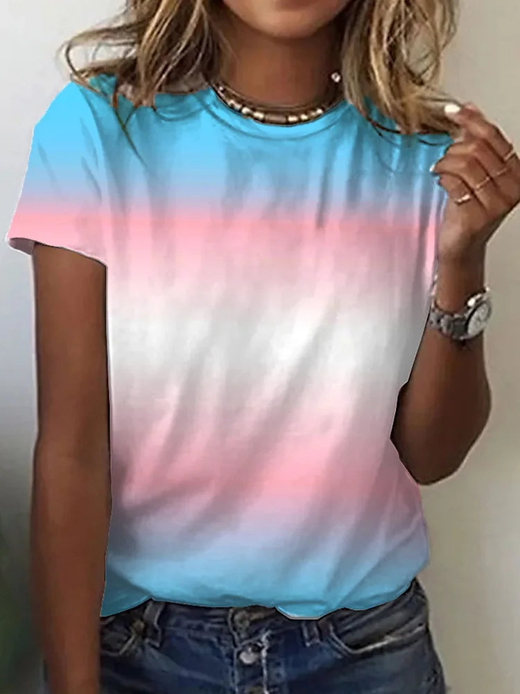 Trans-Flagge inspiriertes Kontrast-T-Shirt