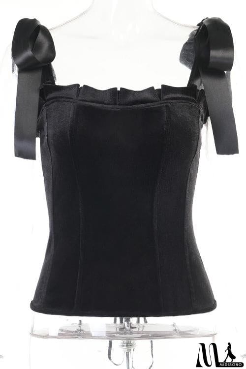 MidiSono - Ruffles Bow Tie Corset Top