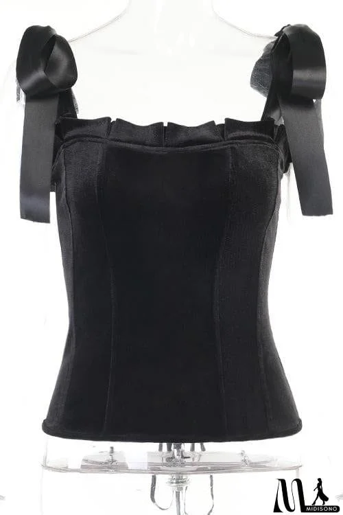 MidiSono - Ruffles Bow Tie Corset Top