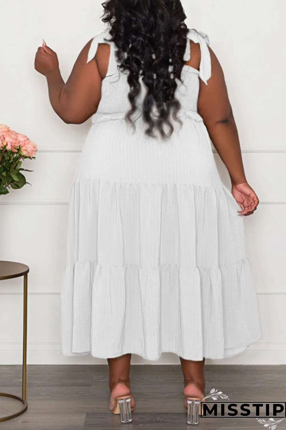 Black Casual Sweet Solid Bandage Patchwork Fold Spaghetti Strap Sling Dress Plus Size Dresses