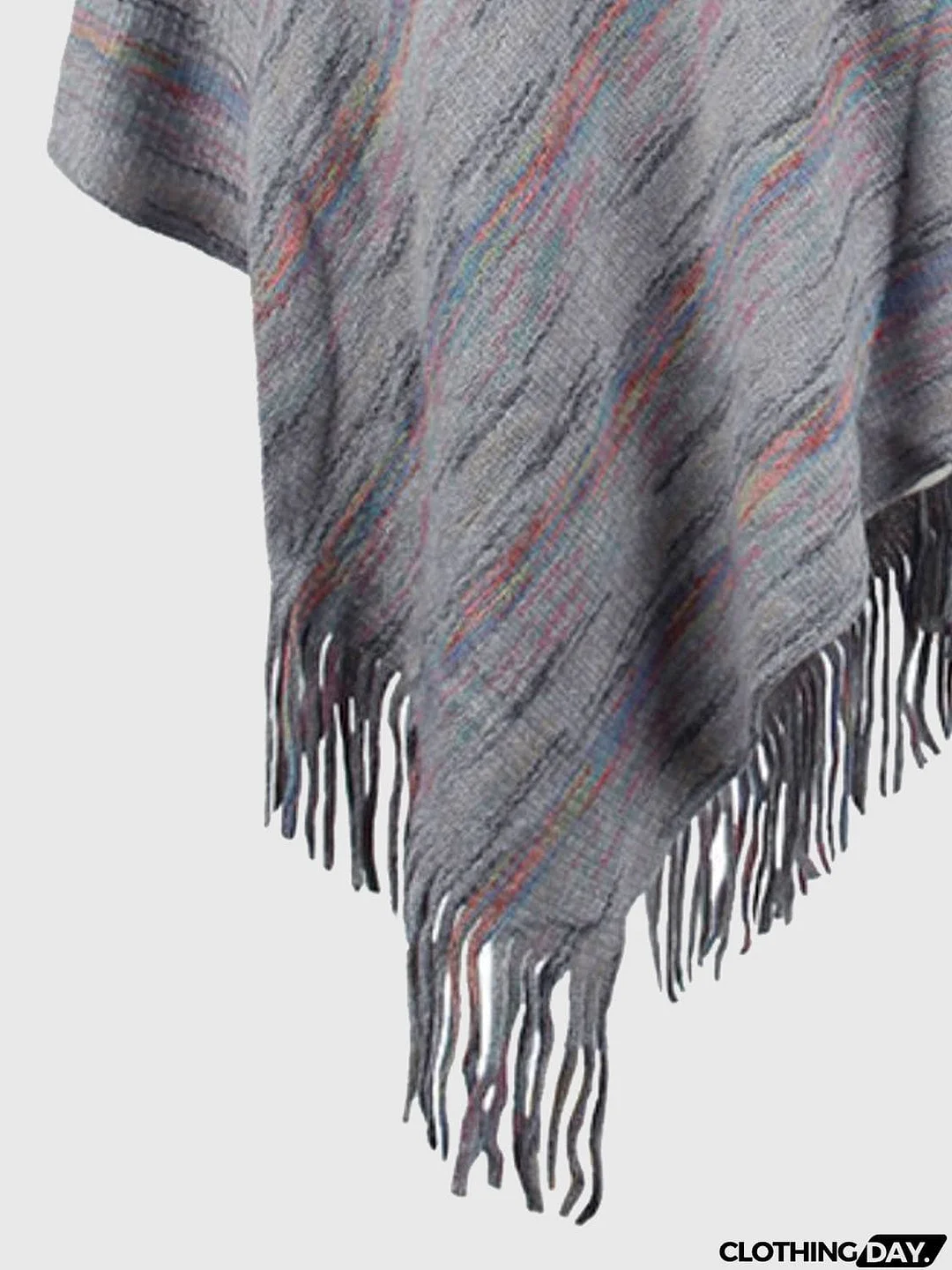 Fringe Hem Hooded Poncho