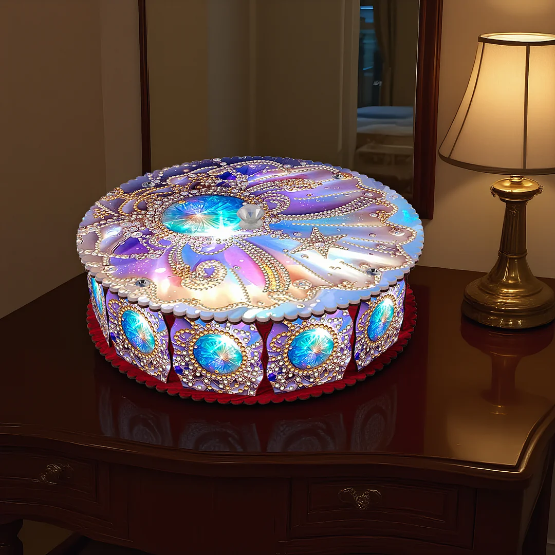 Pearl 5D DIY Diamond Art Painting Snack Box with Lid Home Wood Storage Organizer