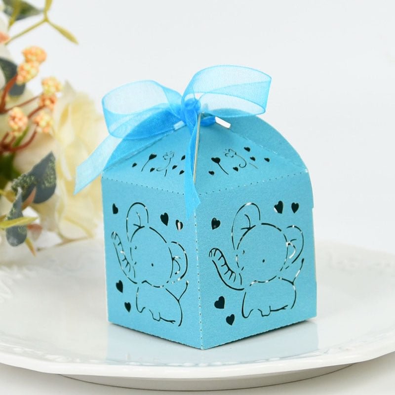 10/20pcs Elephant Gift Box Laser Cut Paper Candy Chocolate Boxes Boy Girl Baby Shower Decoration Wedding Birthday Party Supplies