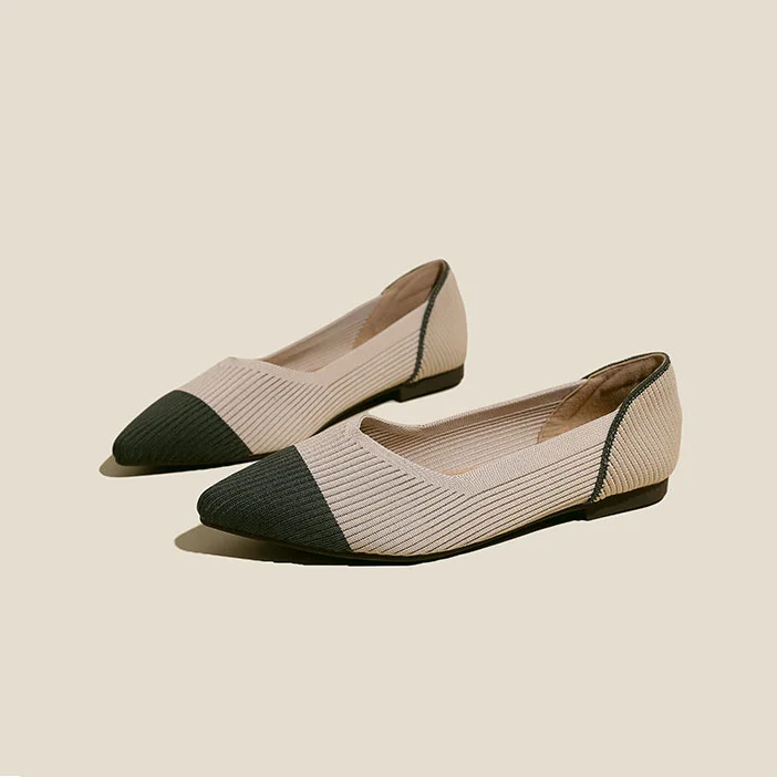 Stunahome V-KNIT Almond-Toe Ballet Flats  Stunahome.com