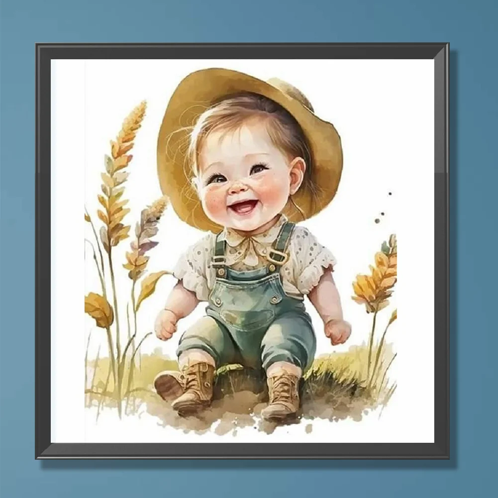 Diamond Painting - Full Round Drill - Farm Cowboy Kids(Canvas|30*30cm)