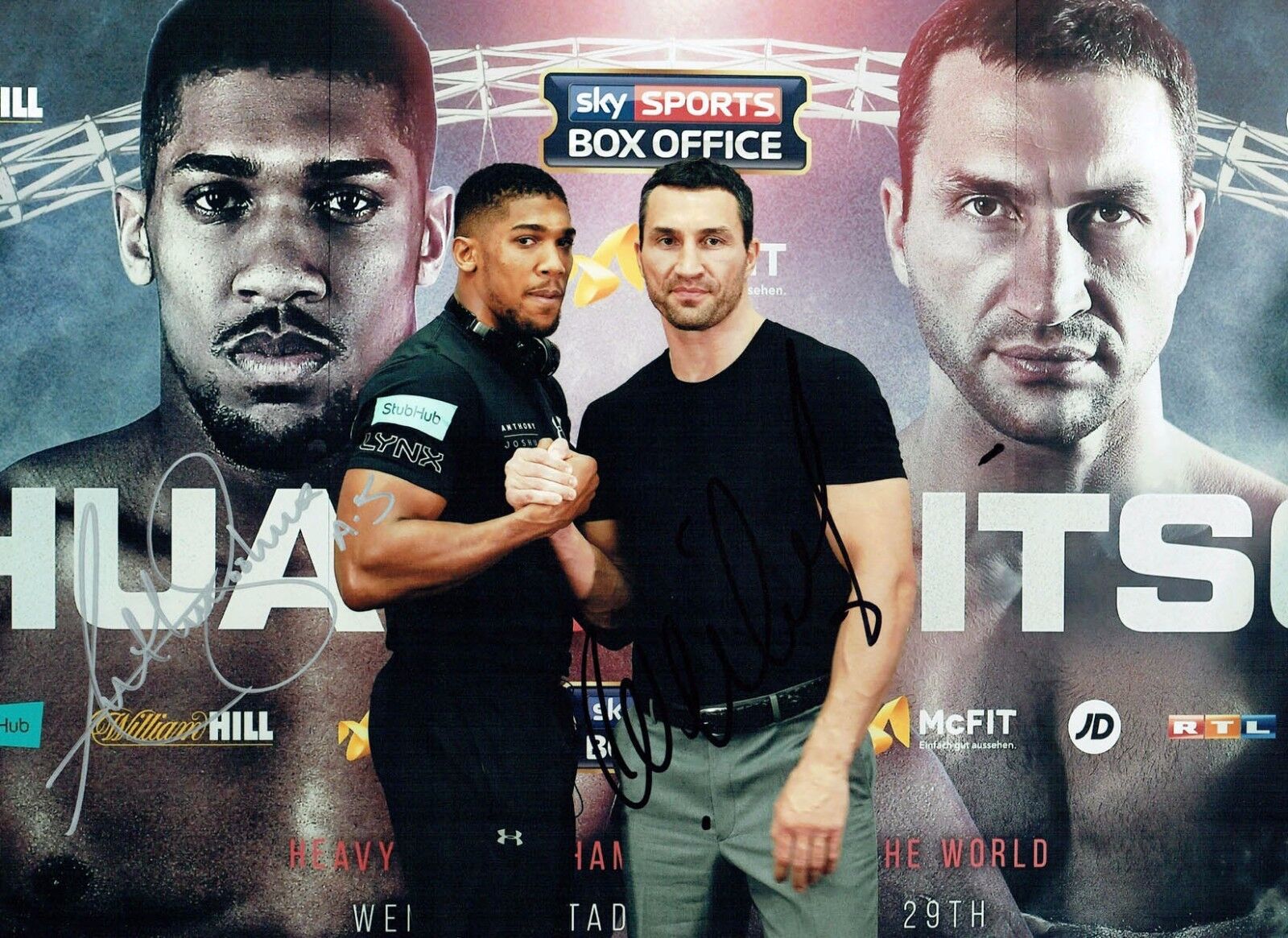 Anthony Joshua & Wladimir KLITSCHKO SIGNED Autograph 16x12 Photo Poster painting AFTAL COA