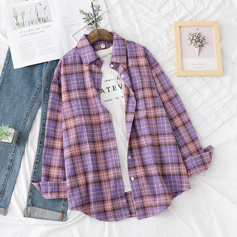 Fresh Design Women Blouses Shirts 2021 New Womens Tops And Blouses Long Sleeve Casual Plaid Shirt Young Style Lady Blouse Tunic