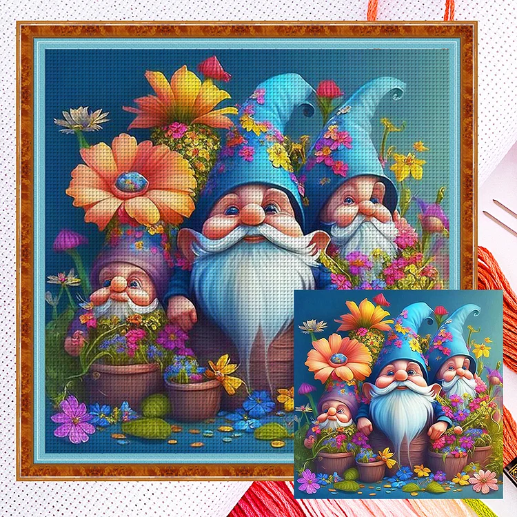 『HuaCan』Flower Gnome  - 11CT Stamped Cross Stitch(40*40cm)