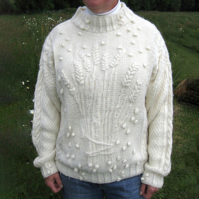 Rare Aran Harvest Wheatsheaf Pattern Warm Sweater wearshes