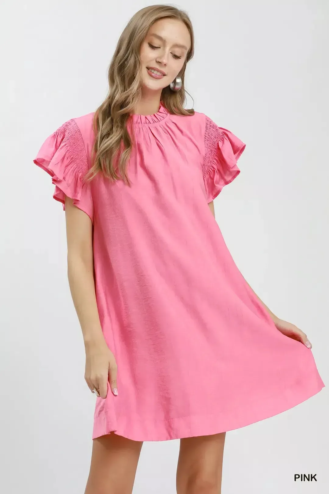 Umgee Ruffle Flutter Sleeve Dress mysite idetrend