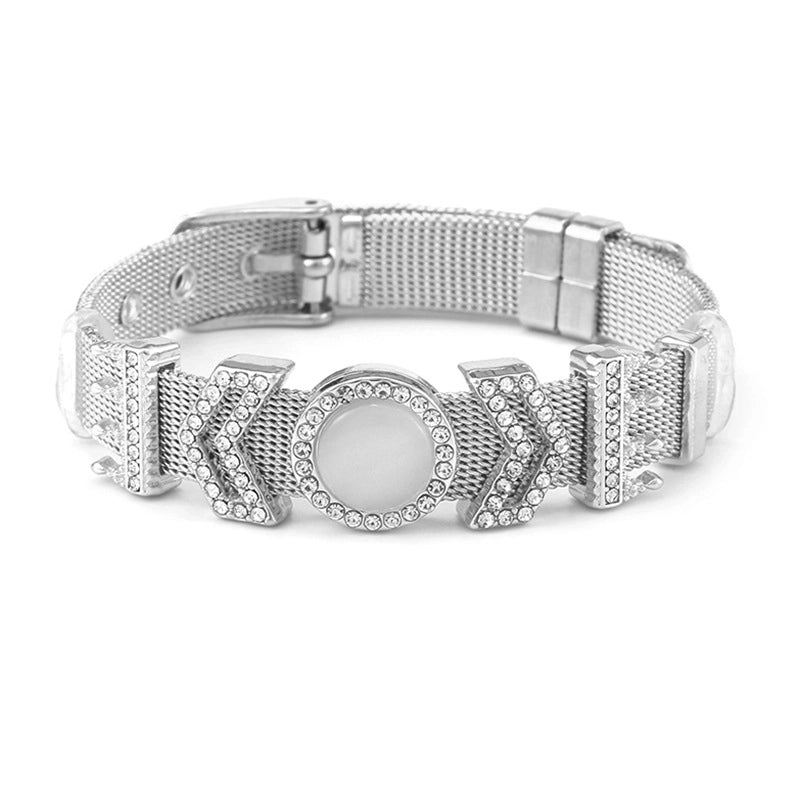 Minimalist Solid Color 304 Stainless Steel Gold Plated Alloy Rhinestones Bangle In Bulk