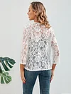 Elegant Floral Lace Cardigan - 3/4 Sleeve, Sheer, Open Front Design - Versatile for Casual or Evening Wear, Women's Fashion Top