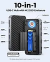 USB C Hub with M.2 SSD Enclosure, New Upgrade ORICO 10-in-1 USB-C Docking Station with Built in fan, 10Gbps USB 3.2 Gen2 M.2 NVMe SSD Reader, Support 4K@60Hz HDMI, 100W PD, Ethernet, SD/TF - DPM2P9-V1