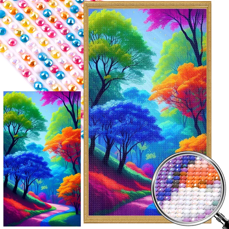 Partial AB Drill - Full Round Diamond Painting - Colorful Woods 40*70CM
