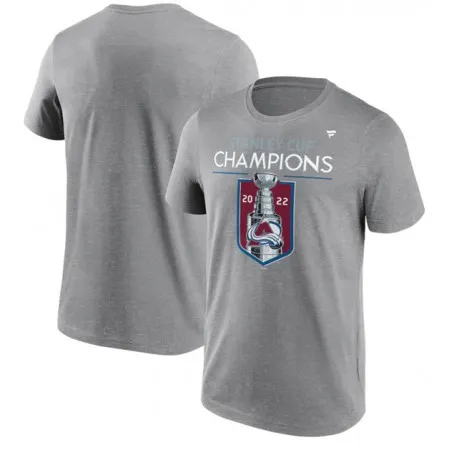 Men's Colorado Avalanche Grey 2022 Stanley Cup Champions Jersey Roster T-Shirt W5YP