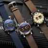 MEGIR Roller Design Men's Personality Creative Watch Trendy Black Technology Cool Concept Design Stainless Steel Strap