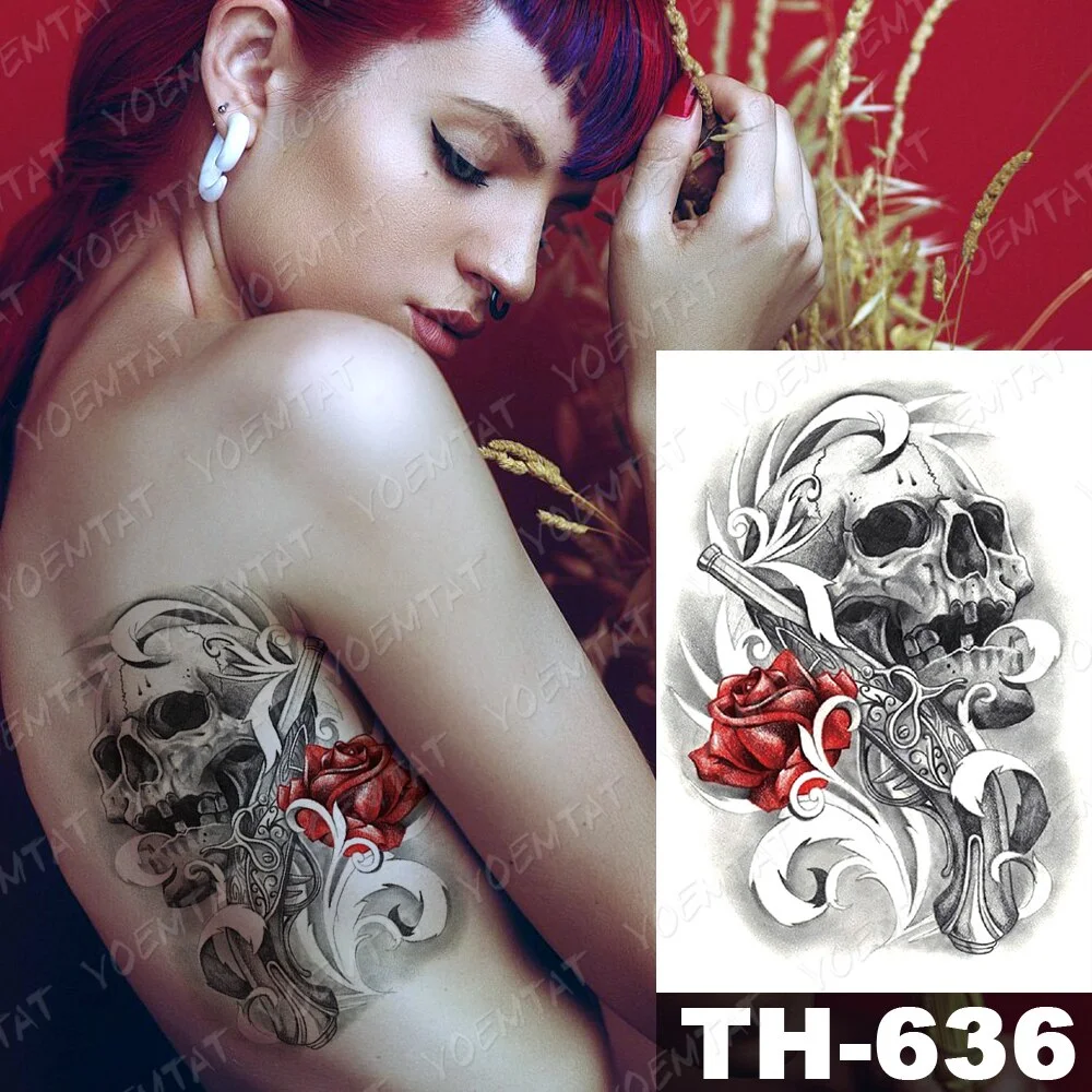 Sdrawing Temporary Tattoo Stickers Wolf Tiger Leopard Lion Moon Feather Star Flash Tattoos Female Back Body Art Fake Tatoo