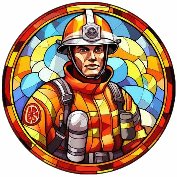 Medallion Firefighter 40*40CM (Canvas) Full Round Drill Diamond Painting gbfke